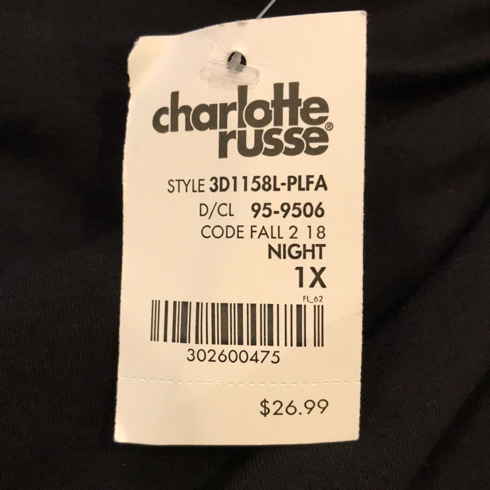 Price is firm New CHARLOTTE RUSSE Black V-Neck Long Sleeve Dress Size 1X - Picture 8 of 9